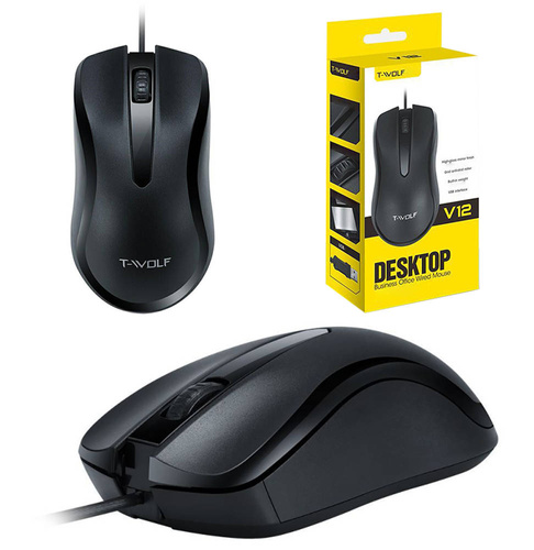 V12| Mouse per computer da ufficio, cablato, ottico