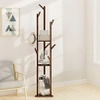BYY-502-RW | Clothes rack with shelves | dark bamboo