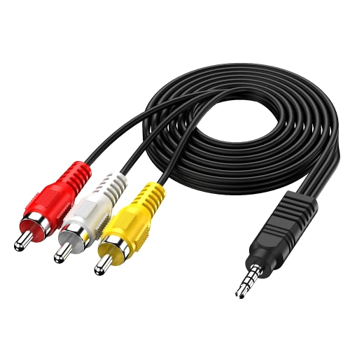  Audio-video cable mini jack 3.5 mm TRRS | 3× RCA 1.5 m – AV cable for TV, projector, home cinema | AV-C1.5M-B