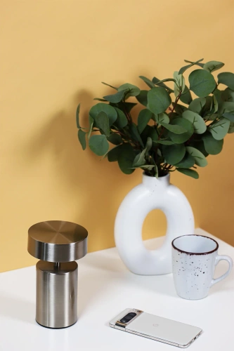 HJA29-ARGENTO | Lampada da tavolo senza fili | Lampada da notte sensibile al tocco con colore della luce regolabile | Lampada FUNGO USB