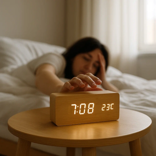 Orologio digitale in legno con display LED e termometro | Sveglia con 3 allarmi | SXM-016