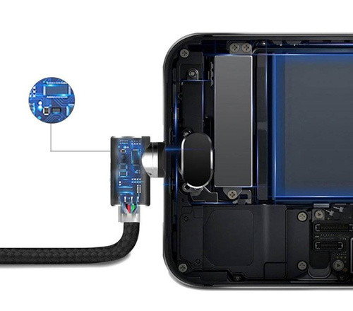AM51 | 3v1 1M | Úhlový magnetický kabel | 3 tipy – Micro, Type-C a Lightning | Rychlé nabíjení 3.0