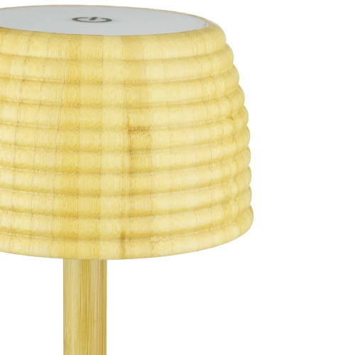 Luminária de mesa LED de bambu com ajuste de cor sensível ao toque | Luminária noturna sem fio com bateria integrada de 1500 mAh, USB-C | YG-VM41B