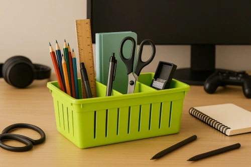 Gewürzorganizer mit Fächern | Küchenaufbewahrungsbox, Korb mit Trennwänden | grün | KCS-L328-GREEN