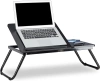Klappbarer Laptop-Tisch mit Neigungsverstellung | Funktionstisch mit zusätzlicher Ablagefläche | Mobile Bettablage | LFD-5532-BK