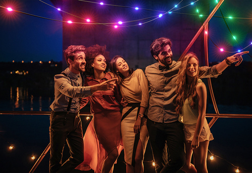 ASF-RVB-5M | Bande LED WS2812B RGBIC 5m | Néon, guirlande lumineuse | Télécommande IR, Bluetooth, IP65, USB