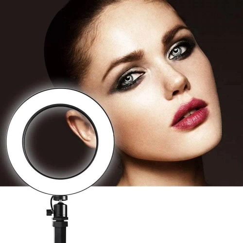 Ring light LED de 26 cm com tripé de 210 cm | Kit de maquiagem, streaming e gravação com suporte para celular |