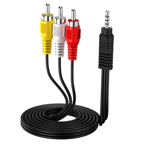 Audio-video kabel mini jack 3,5 mm TRRS | 3× RCA 1,5 m – AV kabel pro TV, projektor, domácí kino | AV-C1.5M-B
