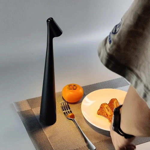 HMS-355-ZWART| Tafellamp 33,5cm | Draadloos nachtlampje met ingebouwde batterij | Lamp met aanraakbediening