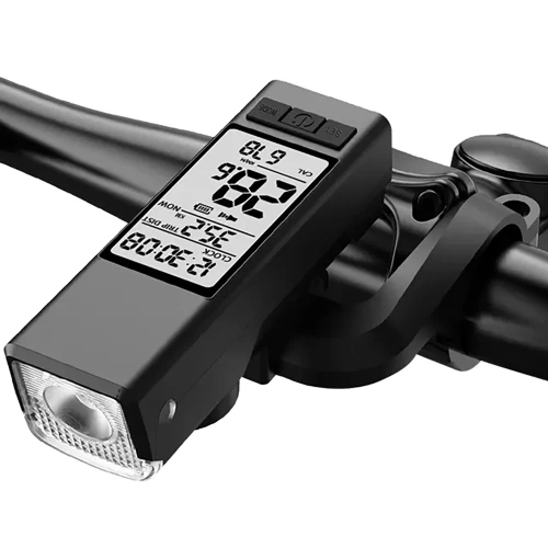 Luce LED per bicicletta 3 in 1 450 lm | Computer che misura velocità, distanza e tempo | Illuminazione potente con segnale acustico | MBLBD-3201