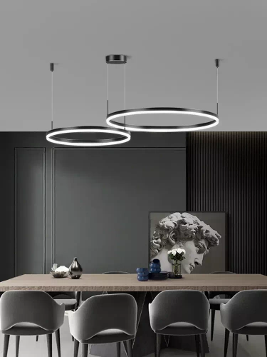 RLK-C02-38W-B | Two Piece Modern Pendant Lamp | LED | Black