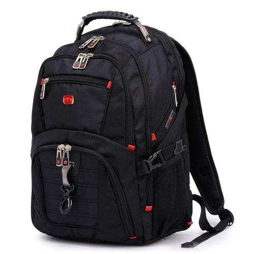 BR10 | Zaino grande e multifunzionale con scomparto per laptop | 40 l, presa USB e mini jack da 3,5", nylon balistico 1680D | nero