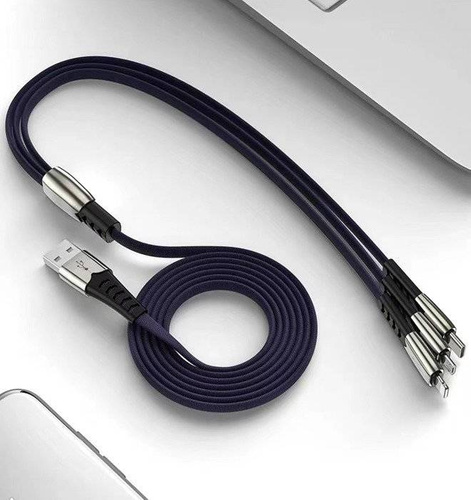 UC-009 | 3v1 1M | Vyztužený kabel USB pro telefon 3 v 1 – Micro USB, Type-C, Lightning (iPhone)