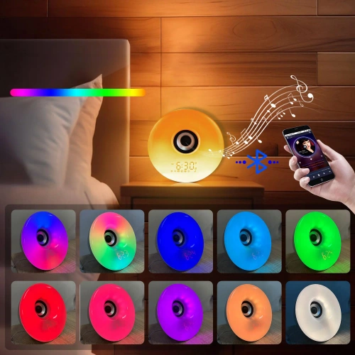 MCAC-01 | Sveglia con luce LED | Lampada notturna con simulazione dell'alba | Sveglia con radio