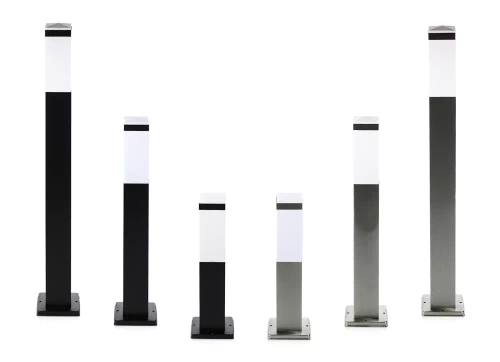 LLF-65CM | Lámpara de jardín de pie, poste cuadrado para bombilla E27 | Fuente de alimentación 230V, acero inoxidable | Negro mate, 65cm