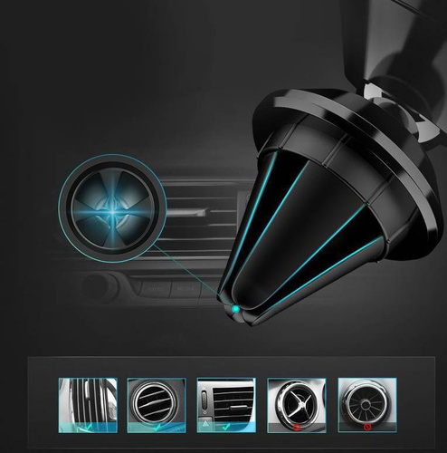 M048-Preto | Suporte magnético para telefone em alumínio | 2 bandejas incluídas