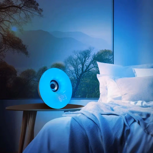 MCAC-01 | Despertador com luz LED | Lâmpada noturna com simulação do nascer do sol | Despertador com rádio