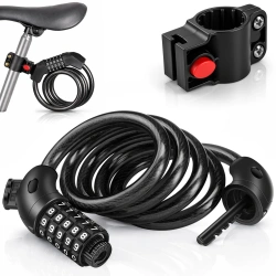 Bicycle combination lock | 100 cm security cable | 5-digit bike lock | anti-theft steel cable | BLC-566