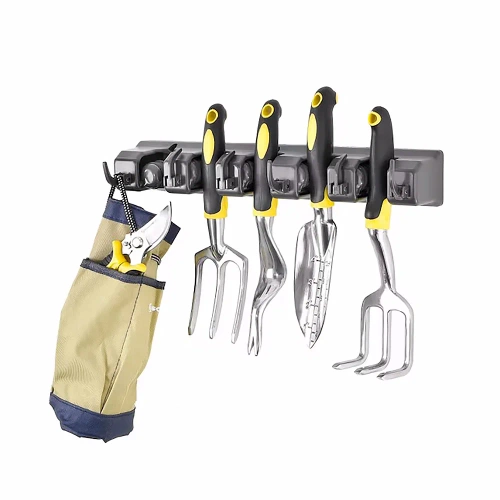 Suporte para esfregões, ancinhos e escovas com ganchos | 5 lugares + ganchos | SL-005H