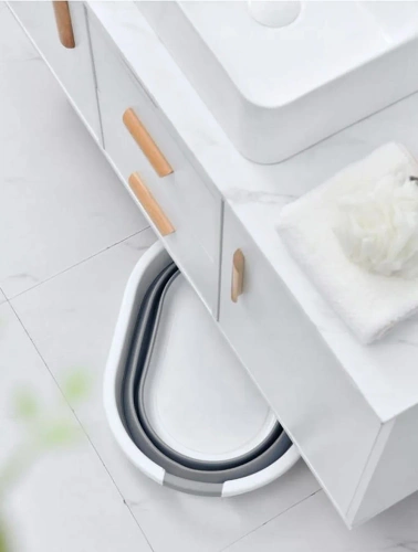 XJP-26L-CINZA | Tigela de silicone dobrável para lavar.