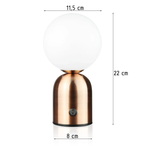 Luminária de mesa elegante com cor e intensidade de luz ajustáveis | Luminária noturna sensível ao toque com bateria integrada | YG-D031-COPPER