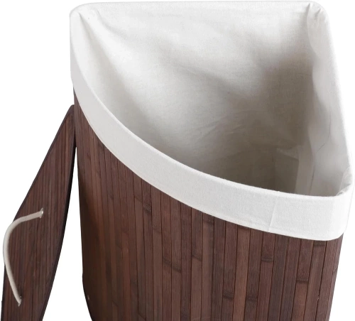 AYL-60L-DABR | Brown laundry basket | Bamboo toy box | Wooden clothes basket | Single-chamber bathroom laundry basket | Corner basket