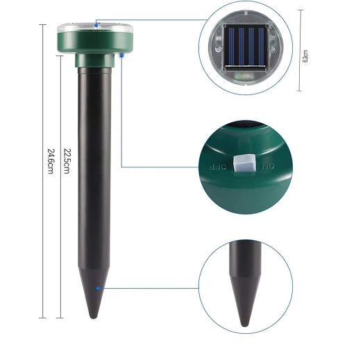 YQJ-1203-NOIR | Répulsif contre les rongeurs | Répulsif solaire pour taupes, campagnols et nuisibles