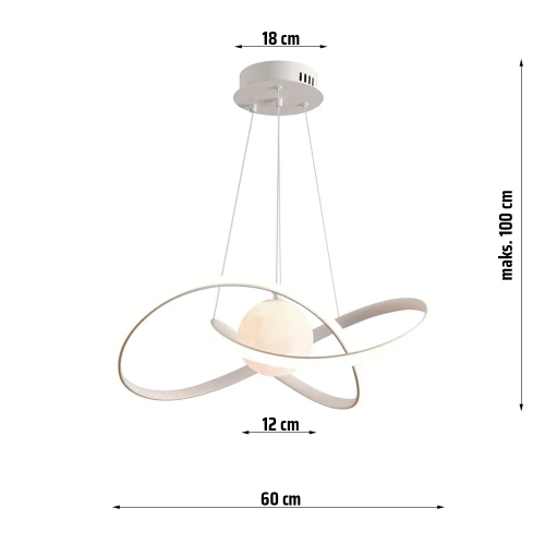 RLT-60CM-72W-W | LED hanglamp | Stijlvolle 3D maanlamp