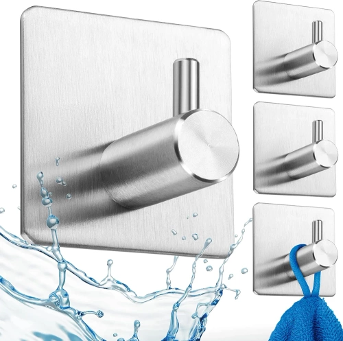 BXG-4PCS-ZILVER | Zilveren haak voor kleding, doeken, handdoeken | Zelfklevende houder voor keukenaccessoires