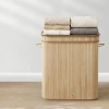 RYL-100L-LIBR | Wooden, natural laundry basket | Bamboo toy box | Wooden clothes basket | Two-compartment laundry basket for the bathroom