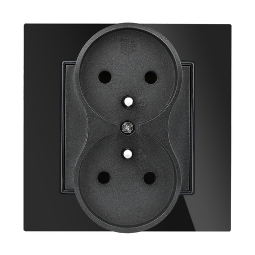 Doppelsteckdose mit Schutzkontakt | 230 V | schwarz | Glasrahmen | JX-S256