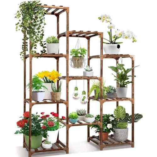 NZ239-BAMBOU | Support de fleurs en bois pour pots de fleurs | Support pour plantes | Étagère à fleurs