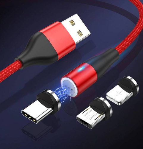 AM60 | 3in1 2M | 5A magnetic cable for fast charging and data transfer | 3 tips