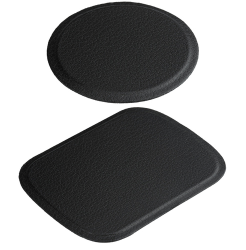 Set of 2x telephone plate for magnetic holder | round + rectangular | Black eco-leather