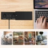 Toma de corriente empotrada para encimera con tapa deslizante | doble enchufe de red con cargador USB PD | negro | JX-S329-BLACK