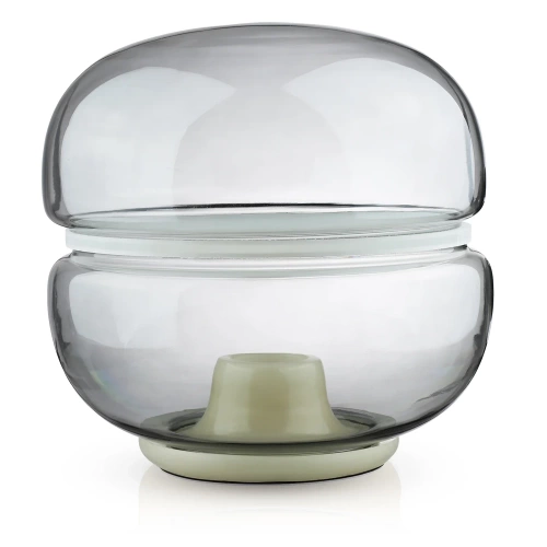 Tischleuchte aus Glas | modernes Retro-Design, warmes Licht, ideal für Wohnzimmer und Schlafzimmer | grau | BH-258-GREY