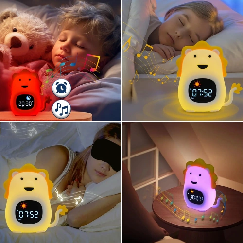 Despertador LED Infantil com Luz Noturna e Ruído Branco - Luz Colorida, Alarme, Simulação do Nascer do Sol | Luz Noturna com Bateria Integrada | JL-822