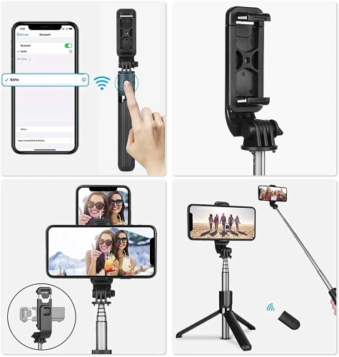 PSI-F120 | Perche à selfie | Trépied | Un bâton, un trépied pour votre téléphone pour prendre des photos