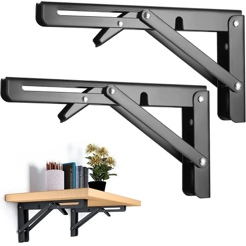 FB-A20CM-BLACK| Shelf holder | Folding shelf brackets | Foldable supports for shelves and countertops