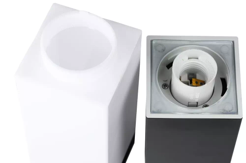 LLF-65CM | Candeeiro de pé para jardim, poste quadrado para lâmpada E27 | Fonte de alimentação 230V, aço inoxidável | Preto fosco, 65cm